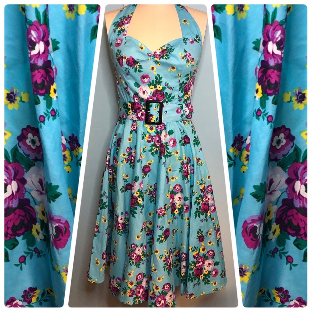 NWT X-Small May Day Retro Halter Floral Hell Bunny Dress Modcloth